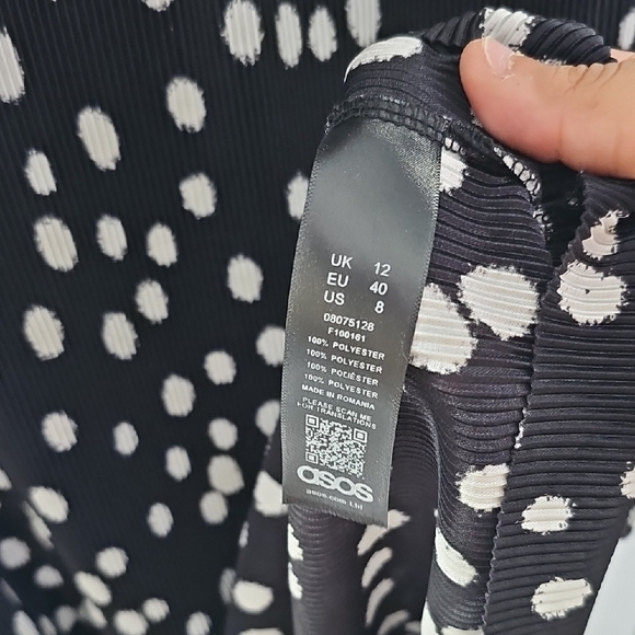 ASOS Black and White Ruched Midi Dress Size 8 - Picture 5 of 5